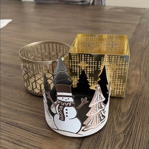 Set of 3 medium sized candle holders  Candle for reference only, not included